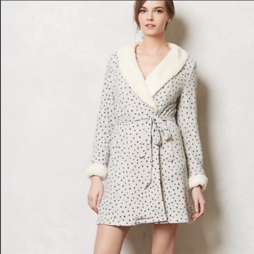 Polka dot Sherpa lined robe